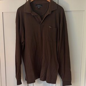 Faconnable Dark Brown Long Sleeve Polo Shirt
